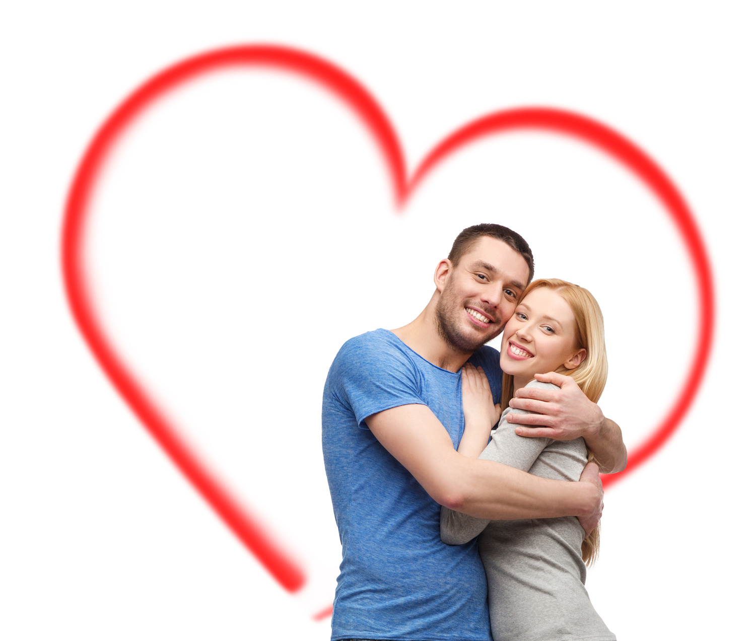 smiling couple hugging